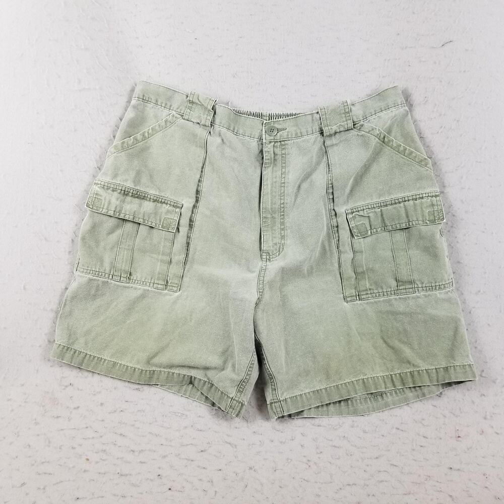 Weekender Cargo Shorts Mens 42 Green Elastic Waist Cotton Pockets Style MOS9760